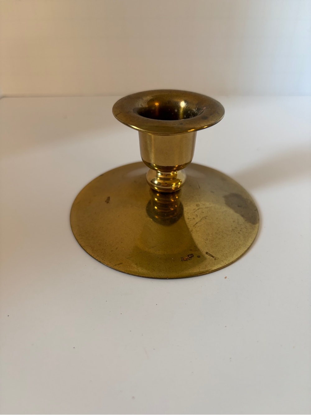 Rare Antique Hand Hammered Brass Saucer Candle Holder Avon Coppersmith NY